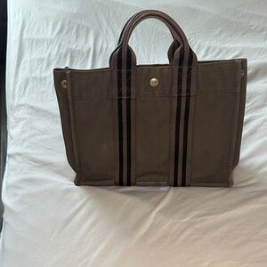 Hermes Brown Canvas Tote